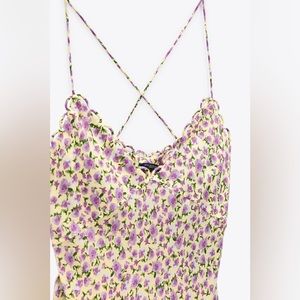 Zara Dainty Floral Strappy Slip Midi Dress with Scalloped Top 💐